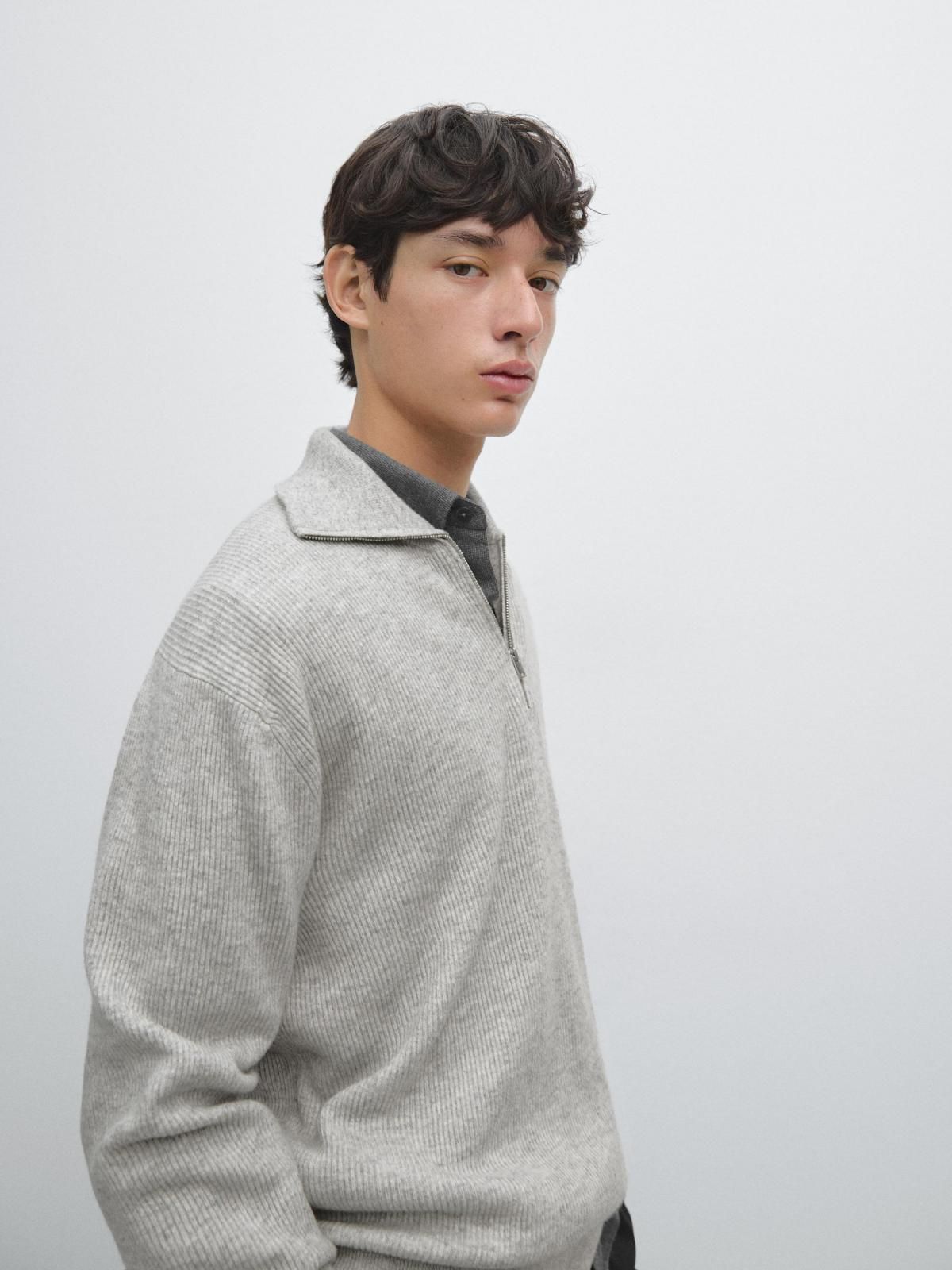 마시모두띠 프리미엄 하프집업 울 니트 스웨터 1088/238 GREY MARL - 상세 이미지 5