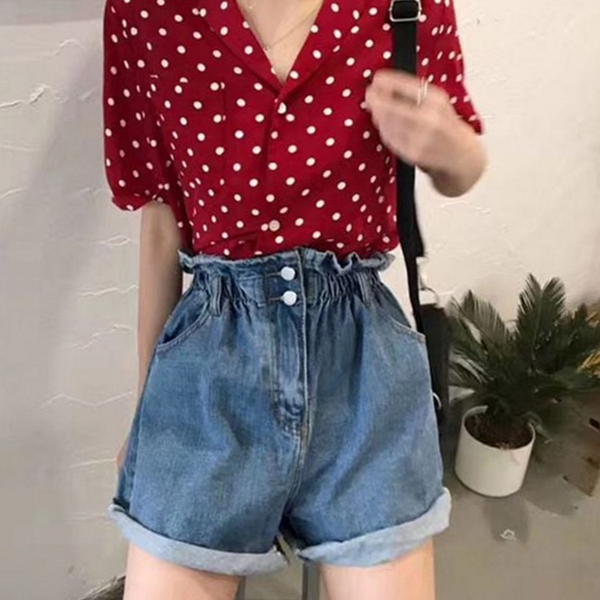 하이 여성 데님 숏 팬츠 캐주얼 여성 밴딩 데님 - 상품 이미지
