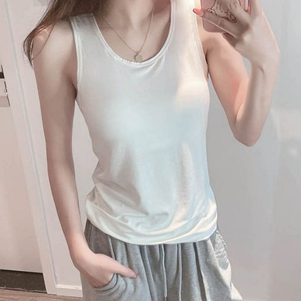 넉넉한핏 여성 나시 레이어드 데일리 나시 스판덱스 라운드 - 상품 이미지