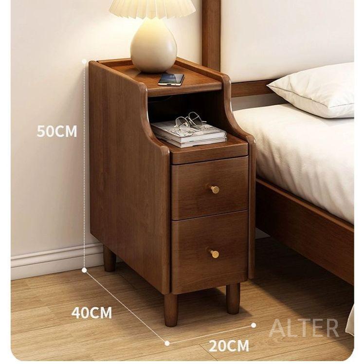 침실 협탁 스탠드 탁자 독서등 LED 책상 테이블 램프 원목 갈색 20CM 폭 - 상세 이미지 2