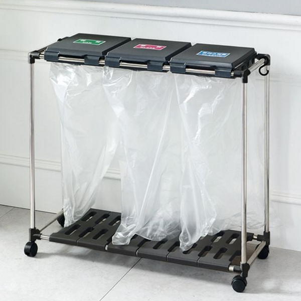 이동식 재활용 분리수거함 3단 덮개형 분리수거함 3단 가정용 주방