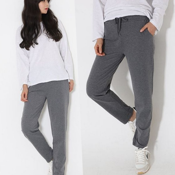 솔리드 여성 조거 팬츠 데일리 여자 밴딩 - 상품 이미지