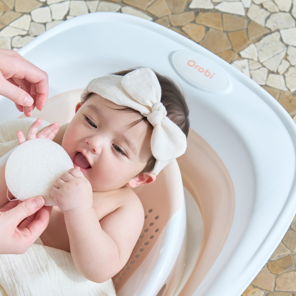 오로비 아기욕조 유아옥조 3종 접이식 등받이 신생아 목욕 의자 핑크