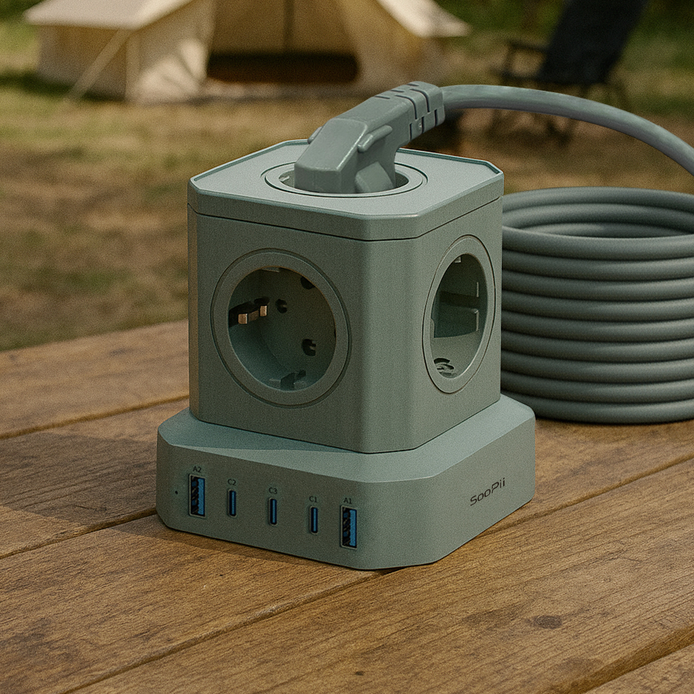 N배송 65W 노트북 초고속 고용량 밀리터리 캠핑 큐브 USB 멀티탭 5구, 5m, 1개