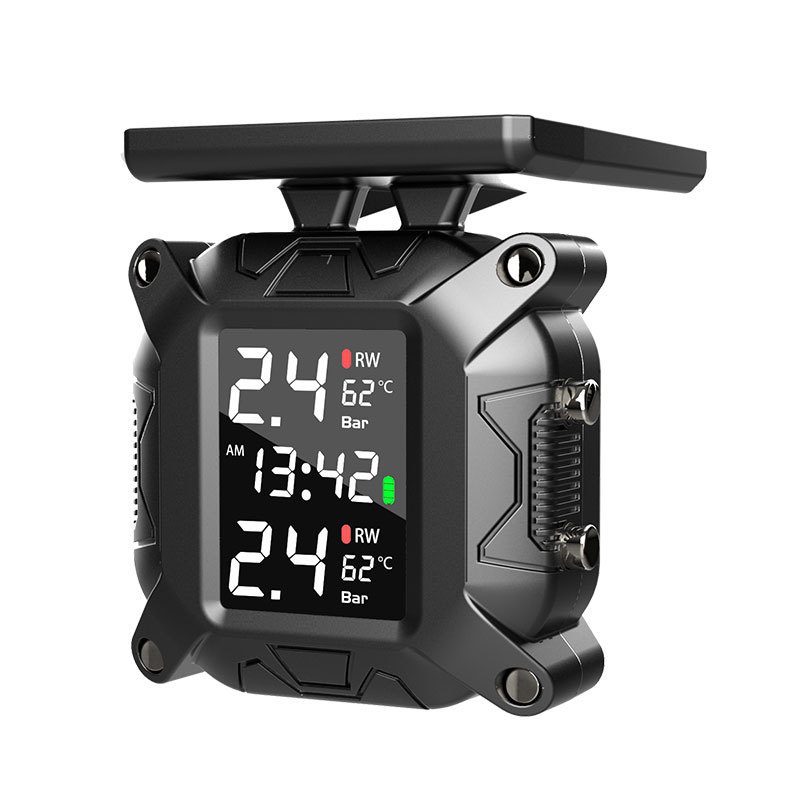 타이어 바이크 오토바이 TPMS 공기압센서 측정기 모니터링 M5 충전식 모델 흑백 디디 알람 - 상품 이미지