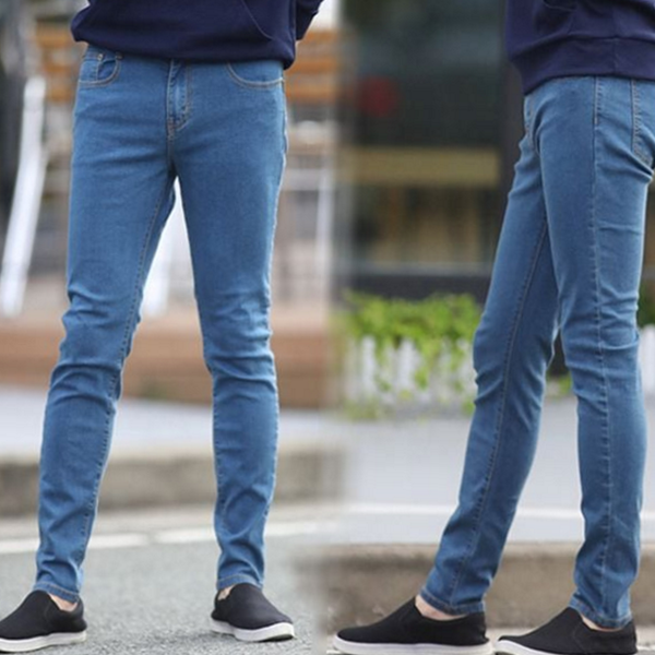 기본 남자 중청 청바지 스트레치 남성 스판 청바지 - 상품 이미지