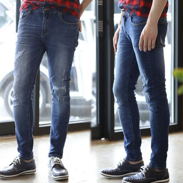 데일리 남성 일자 청바지 진청바지 남자 스판 청바지 - 상품 이미지