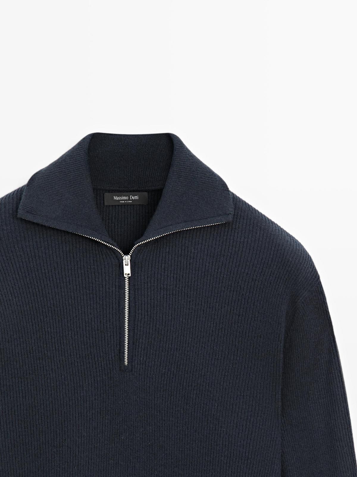 마시모두띠 울 블렌드 하프집업 니트 스웨터 1088/238 NAVY BLUE 이미지 6
