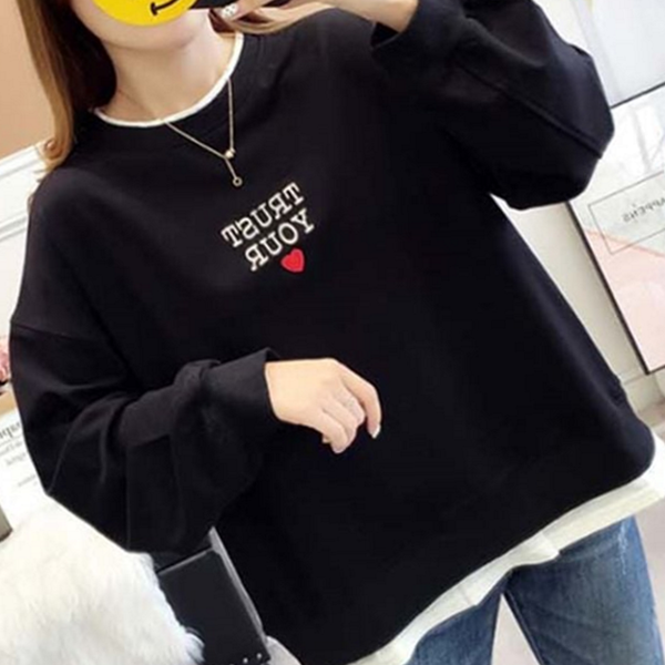 여성 맨투맨 티셔츠 데일리 여자 라운드 오버핏 - 상품 이미지