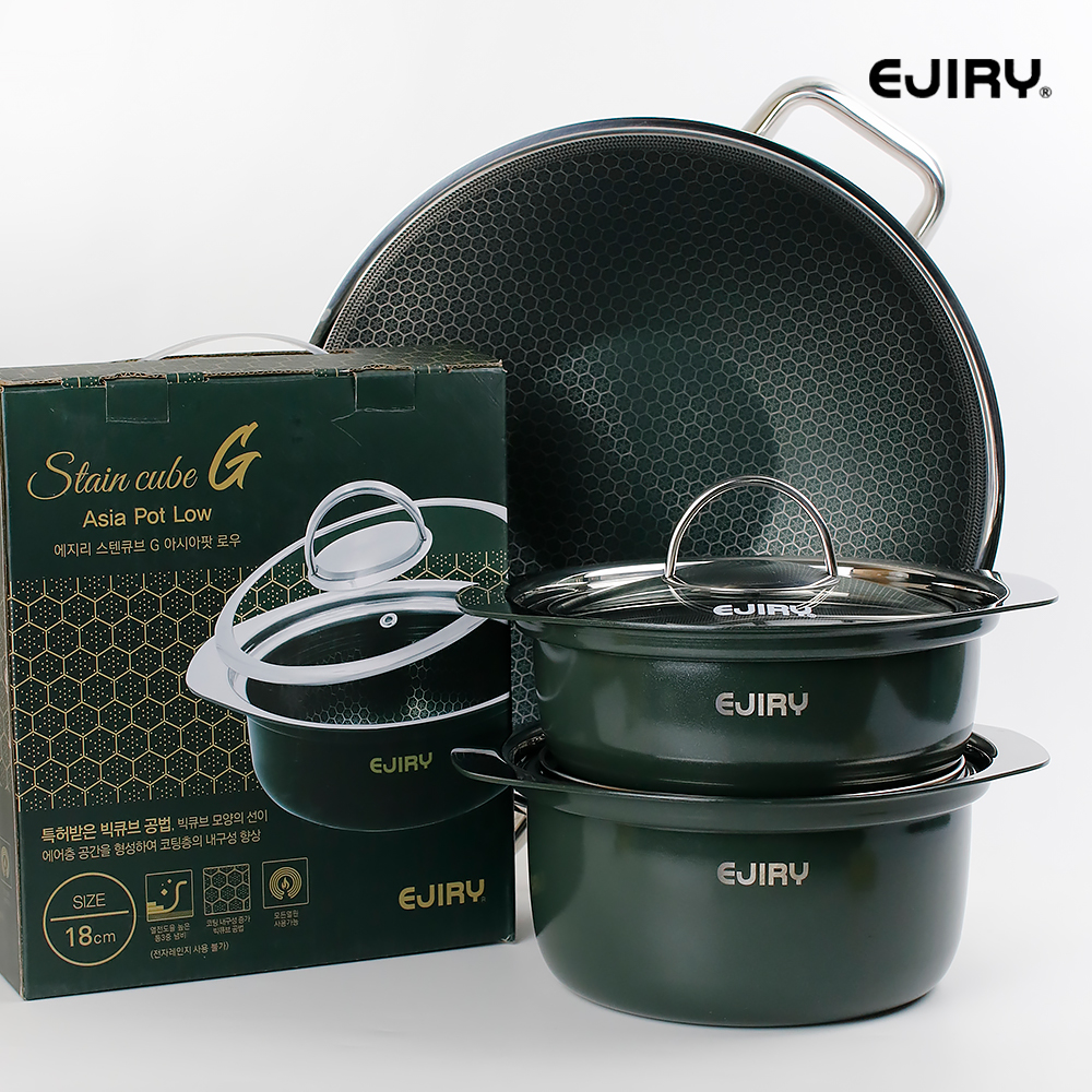 에지리 통 3중 인덕션 스텐냄비 논스틱 아시아팟 IH 그리들팬 전골냄비 32cm