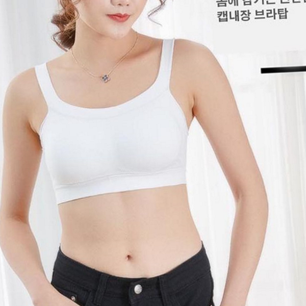 민소매 여자 브라 탑 내장 여성 브라 탑 코튼 - 상품 이미지