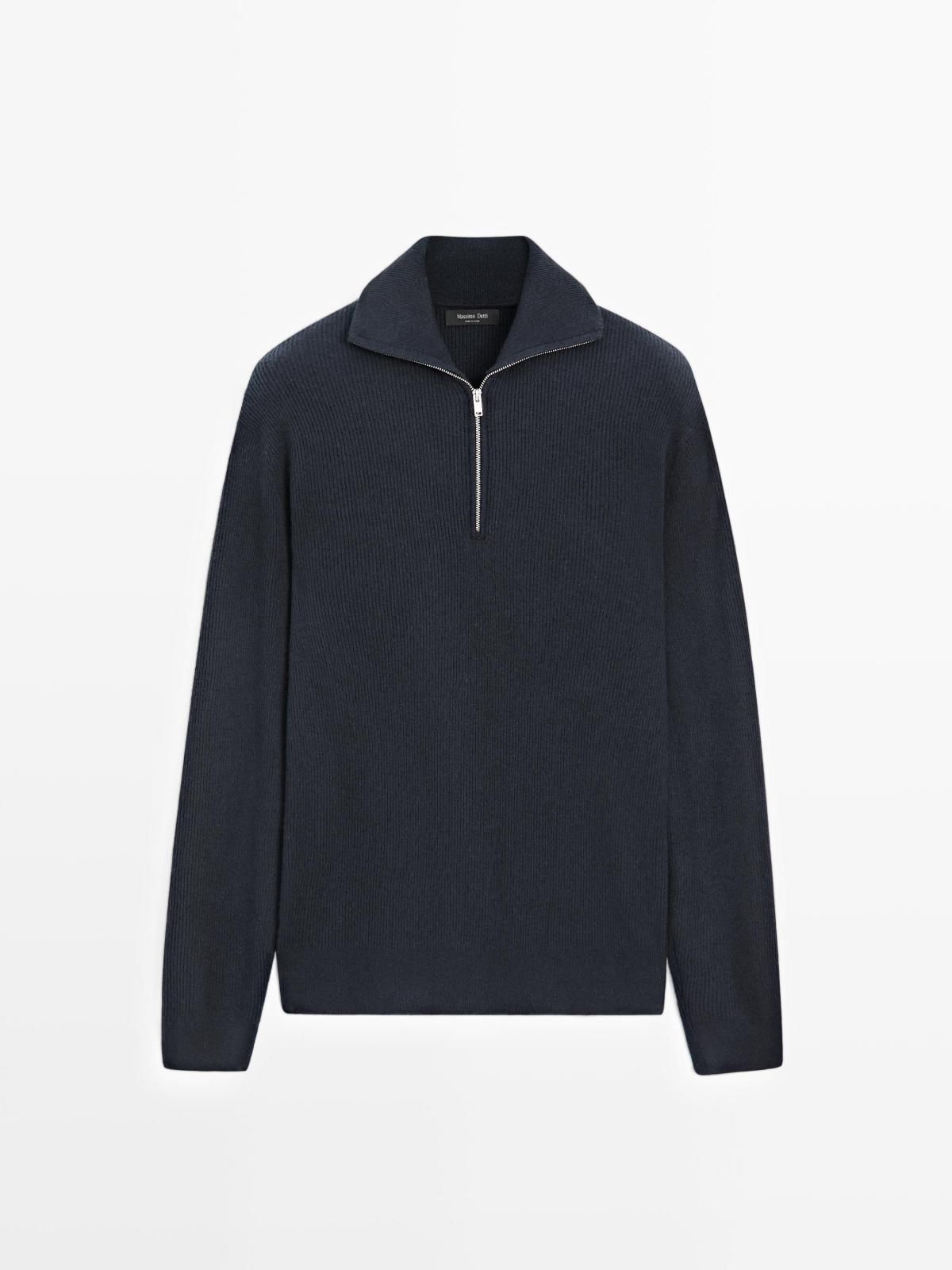 마시모두띠 울 블렌드 하프집업 니트 스웨터 1088/238 NAVY BLUE - 상품 이미지