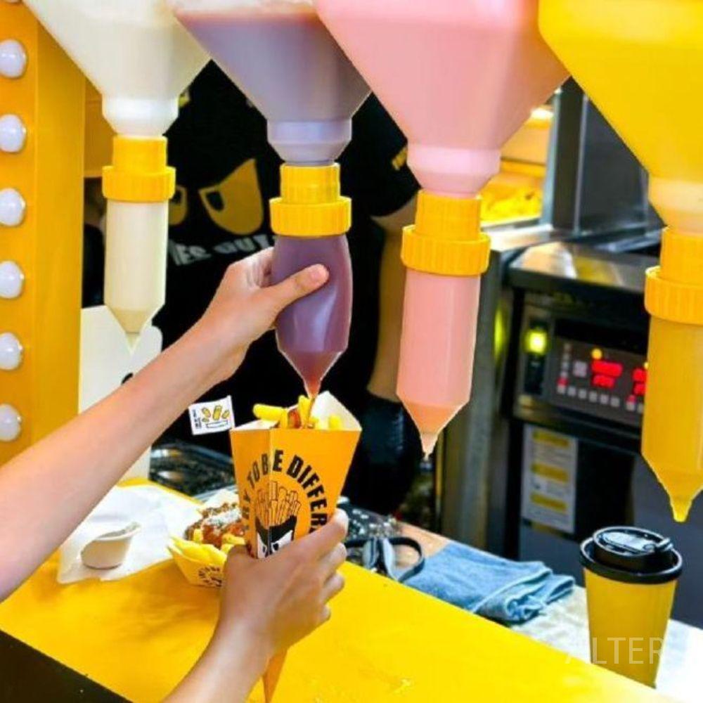 업소용 소스통 드레싱 양념통 디스펜서 원통 용기 소분기 5.5L 사각 통 4개 - 상세 이미지 3