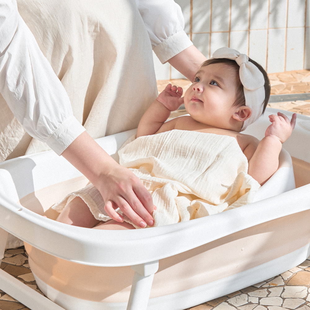 오로비 접이식 아기욕조 신생아 목욕 프림로즈핑크