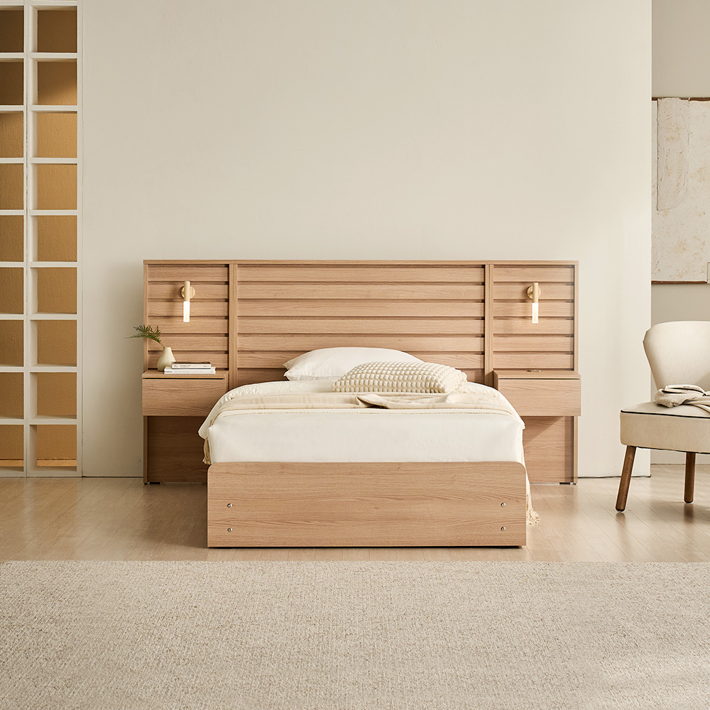 장인가구 글랜 몰딩 E0 호텔 수납 슈퍼싱글 신혼부부 원룸 서랍형 침대 프레임 SS