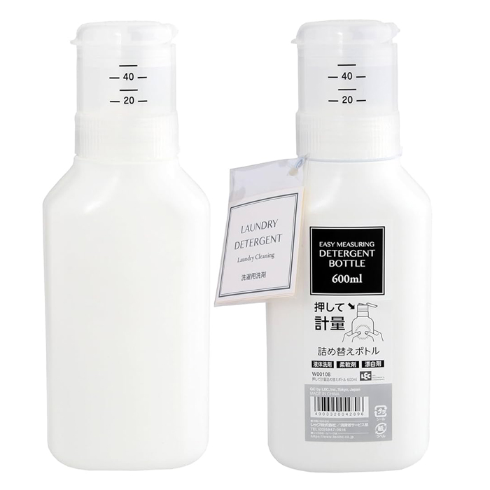 LEC 엘이씨 원터치 계량캡 세탁세제통 소분용기 600ml 세탁실 정리 - 상품 이미지