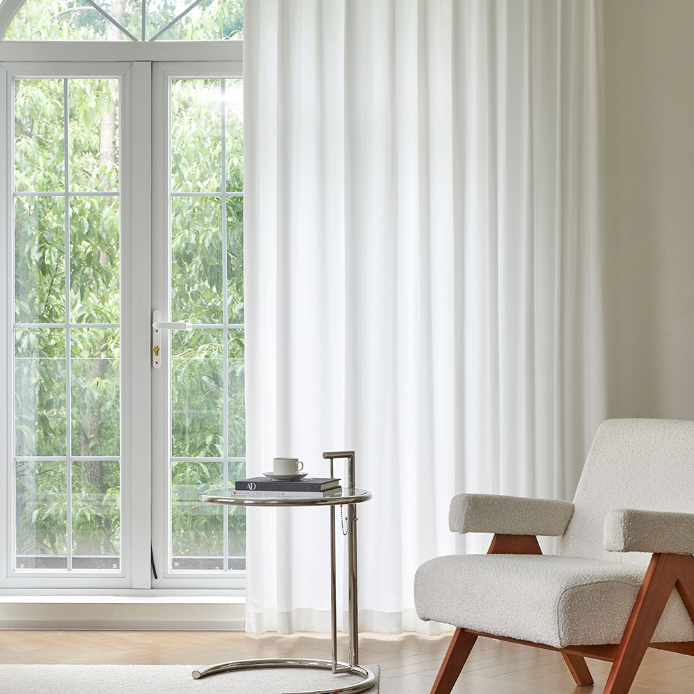 사라하우스 비침없는 밀크화이트 쉬폰 차르르 커튼 봉집형 속커튼 130cm