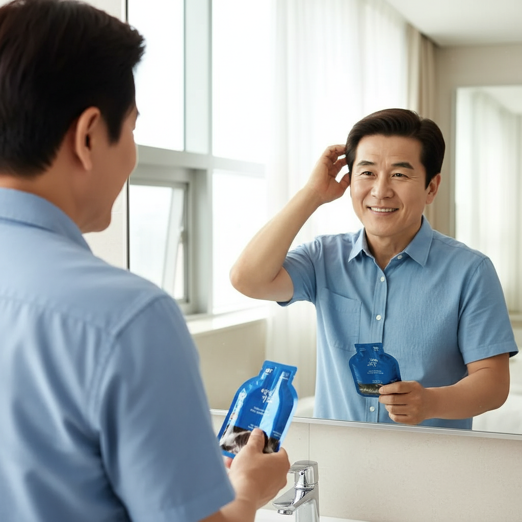 염색 가인 헤어 새치 염색약 샴푸형 3분 셀프 저자극 일회용 30g, 내추럴블랙, 15개 이미지 2