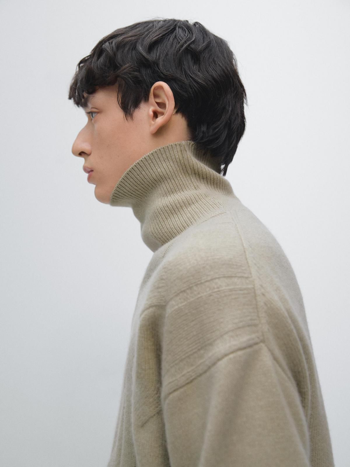 마시모두띠 울블렌드 터틀넥 케이블 니트 스웨터 1152/233 BEIGE - 상세 이미지 5