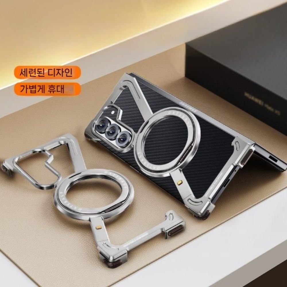 갤럭시 폴드7 케이스 금속 베젤 리스 마그네틱 거치대 메탈 프레임 커버 - 상세 이미지 2