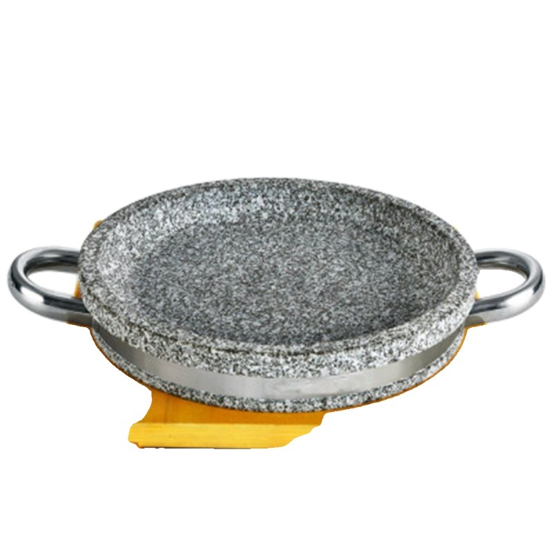 원형 돌판 구이요리 가정용 스톤 구이 스테이크판 고기 화로 바베큐 구이용 22x4cm 베이킹 팬 - 상세 이미지 2