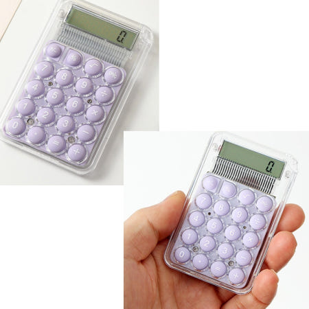 귀여운 파스텔 키감 좋은 가벼운 작은 미니 레트로 예쁜 전자 계산기 (보라)