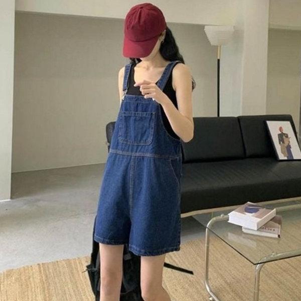 캐주얼 여성 데님 멜빵 바지 반바지 멜빵 점프 - 상품 이미지