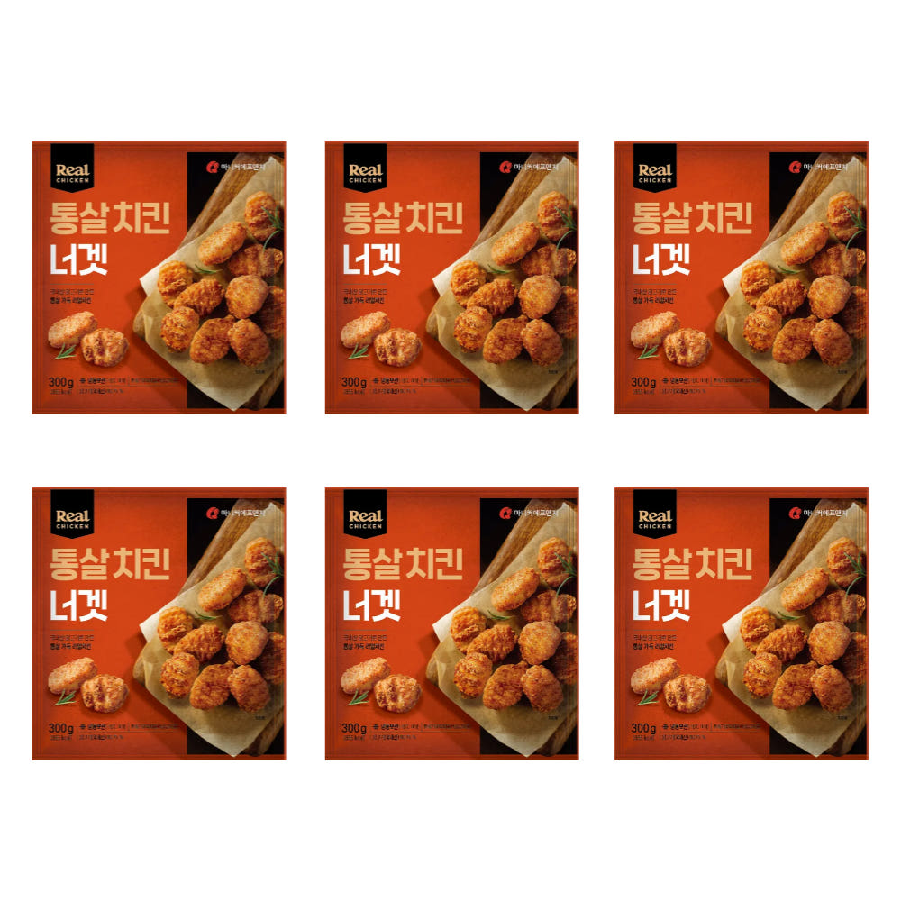 마니커에프앤지 리얼치킨 통살 치킨너겟 300g, 6개