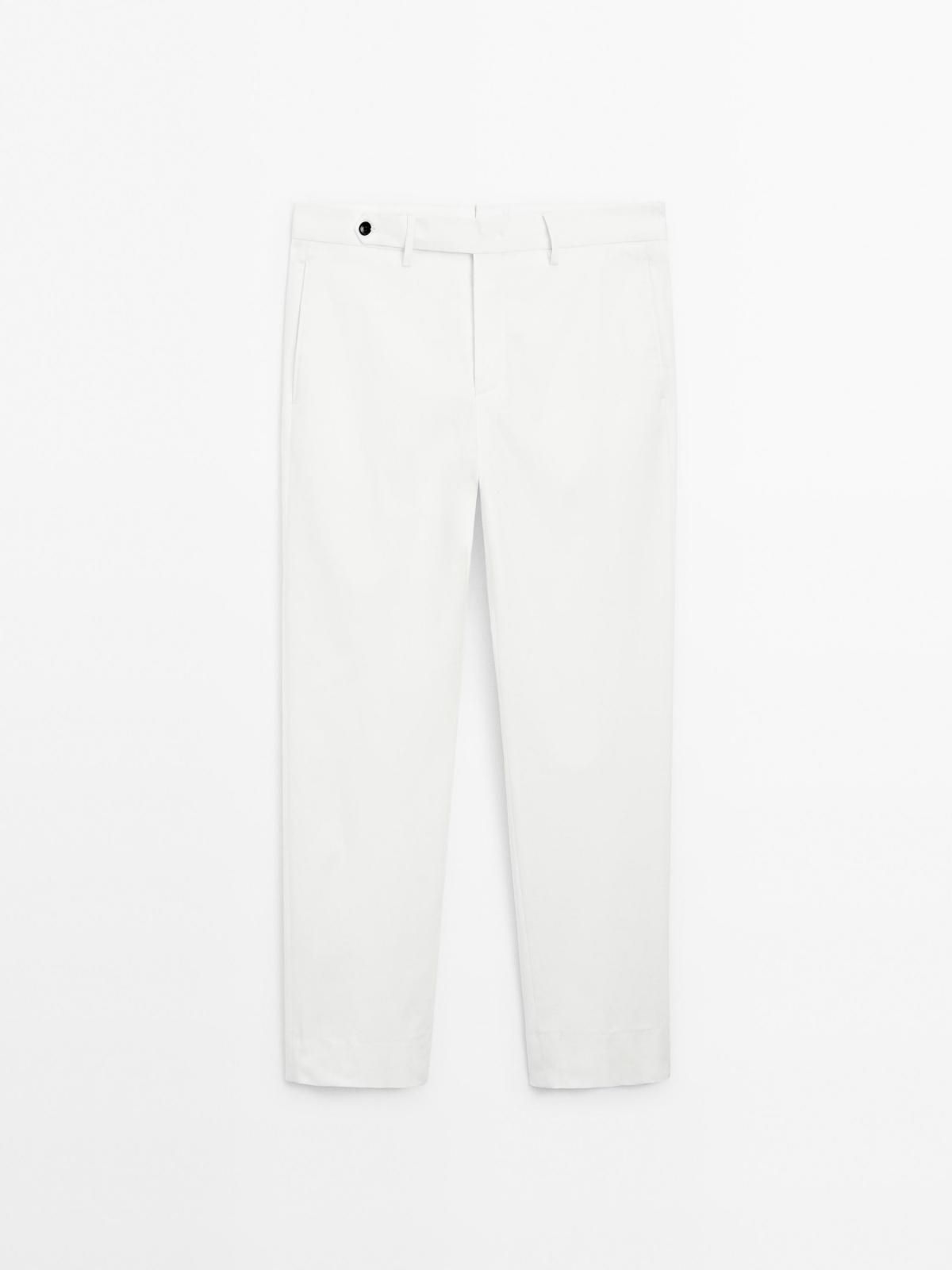 마시모두띠 화이트 코튼 블렌드 슬림핏 팬츠 3520/516 OFF WHITE - 상세 이미지 4