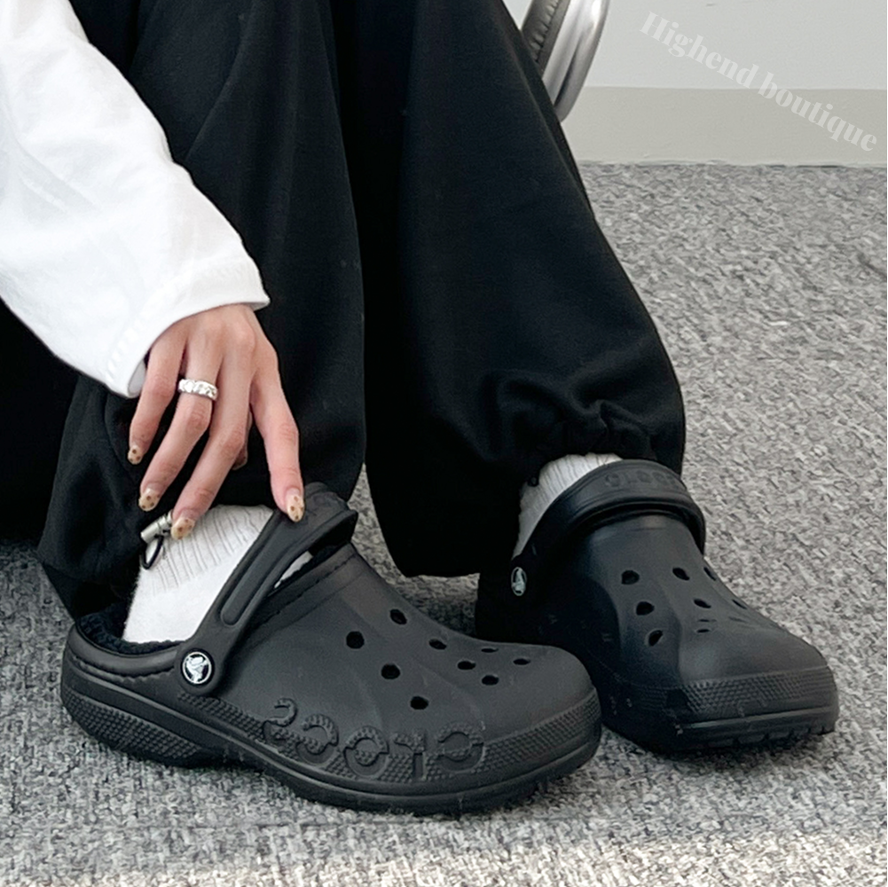 크록스 털슬리퍼 겨울 퍼 털신 털신발 퍼슈어 블랙, 230