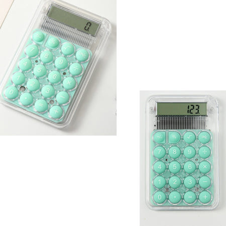 귀여운 파스텔 키감 좋은 가벼운 작은 미니 레트로 예쁜 전자 계산기 (민트)
