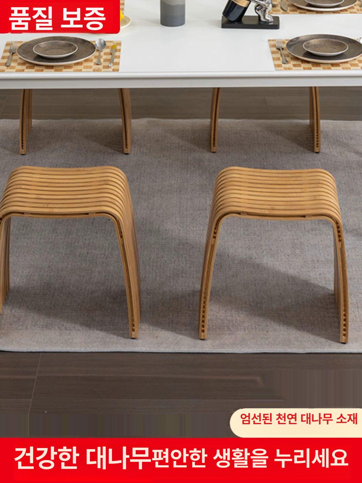 스툴 의자 대나무재질 인테리어 벤치 가벼운 레스토랑 다용도 클래식 스타일 1 - 상세 이미지 4