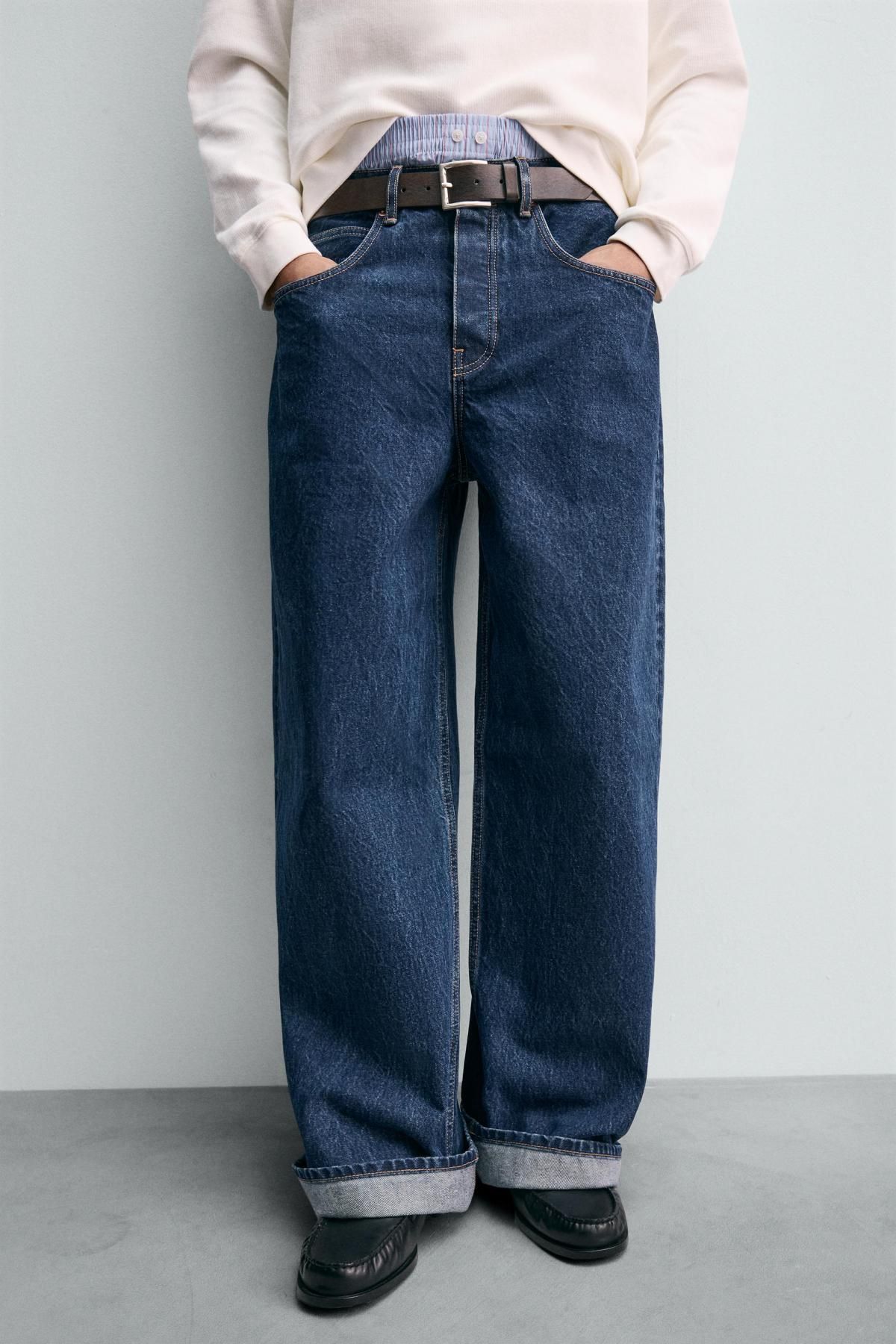 자라 와이드핏 배기 데님 청바지 X 챔피온 0840/327 BLUE - 상품 이미지