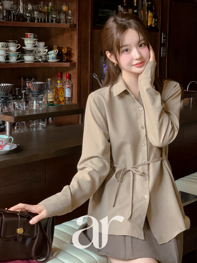 스웨이드 백 스트랩 셔츠 블라우스 bs8539 - 상세 이미지 2