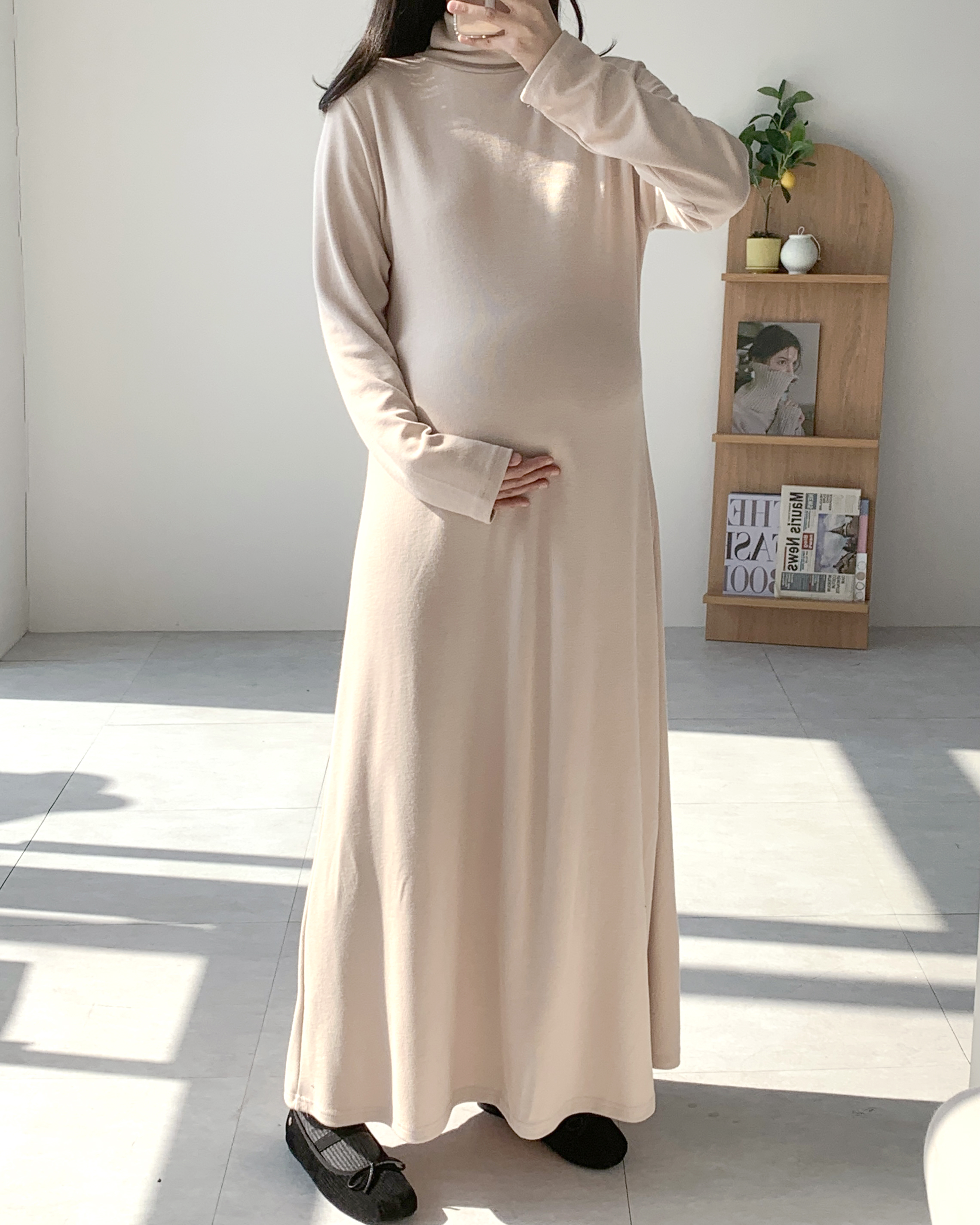 폴라원피스 맥시롱원피스 77사이즈 겨울원피스 - 상세 이미지 5