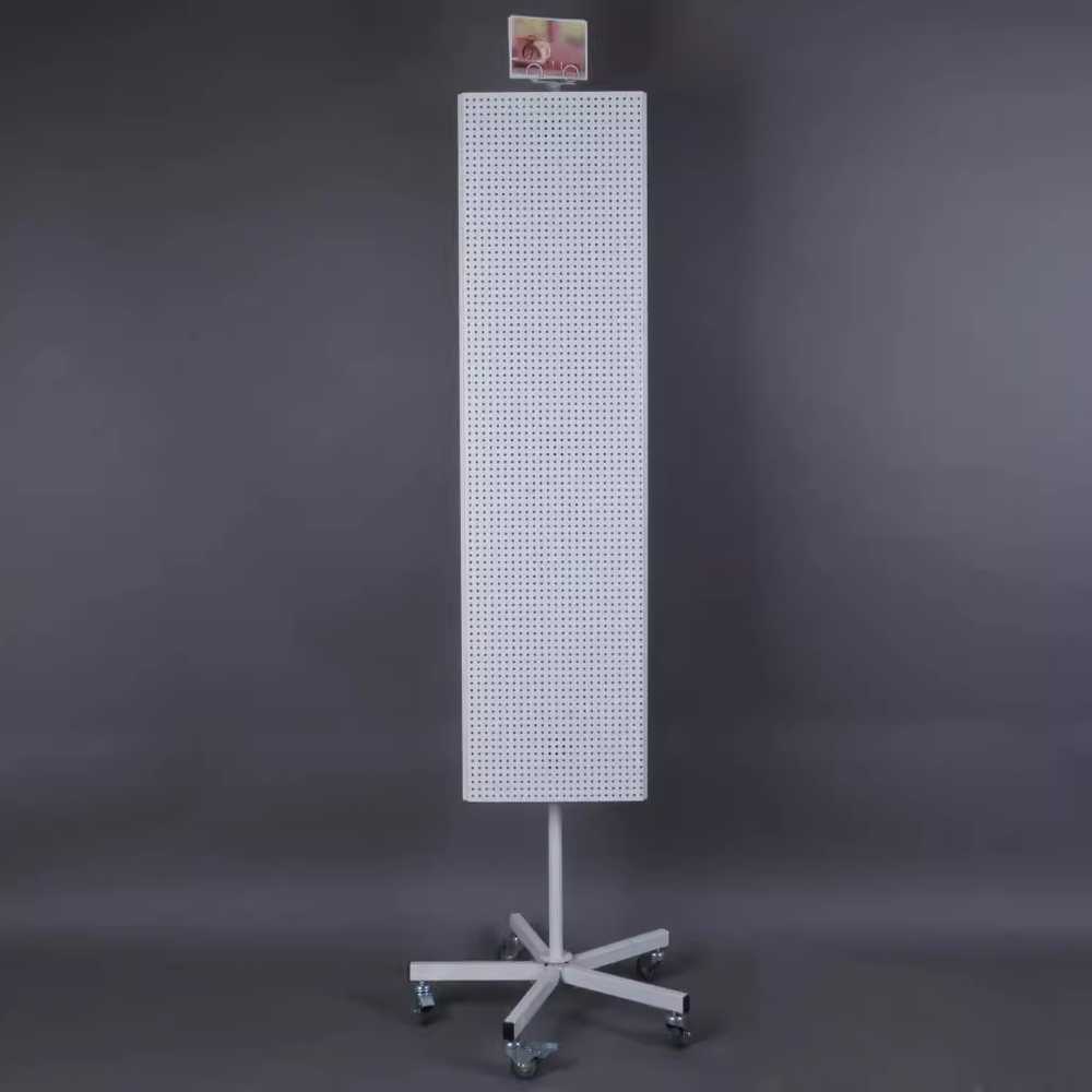 타공판 진열 매대 회전 스탠드형 매장 전시용 보드대 180cm 3면(화이트) - 상세 이미지 2