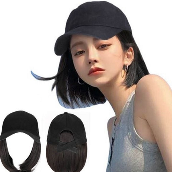 일체형 단발 가발 모자 데일리 캡 모자 가발 여자 - 상품 이미지