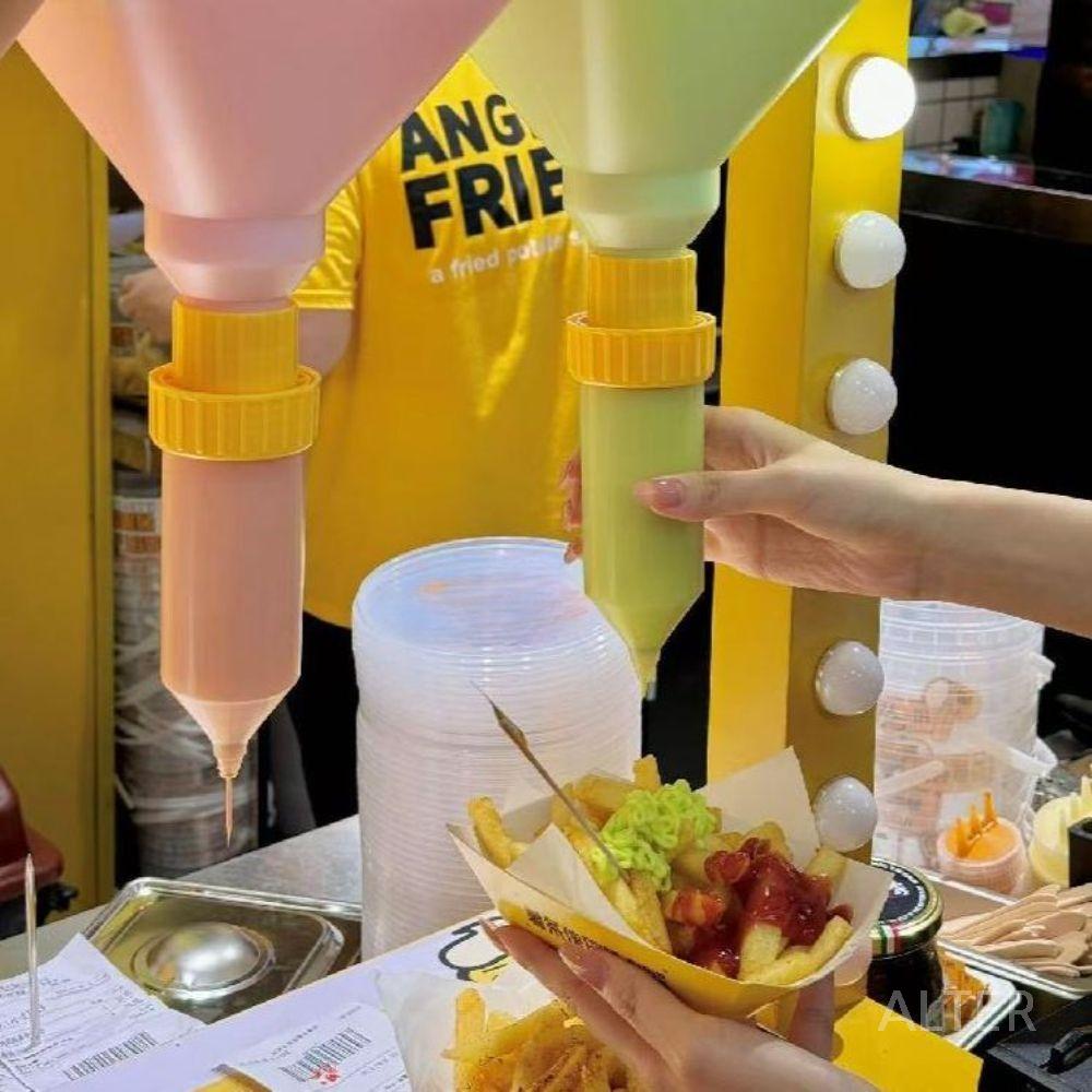 업소용 소스통 드레싱 양념통 디스펜서 원통 용기 소분기 5.5L 사각 통 4개 - 상세 이미지 2