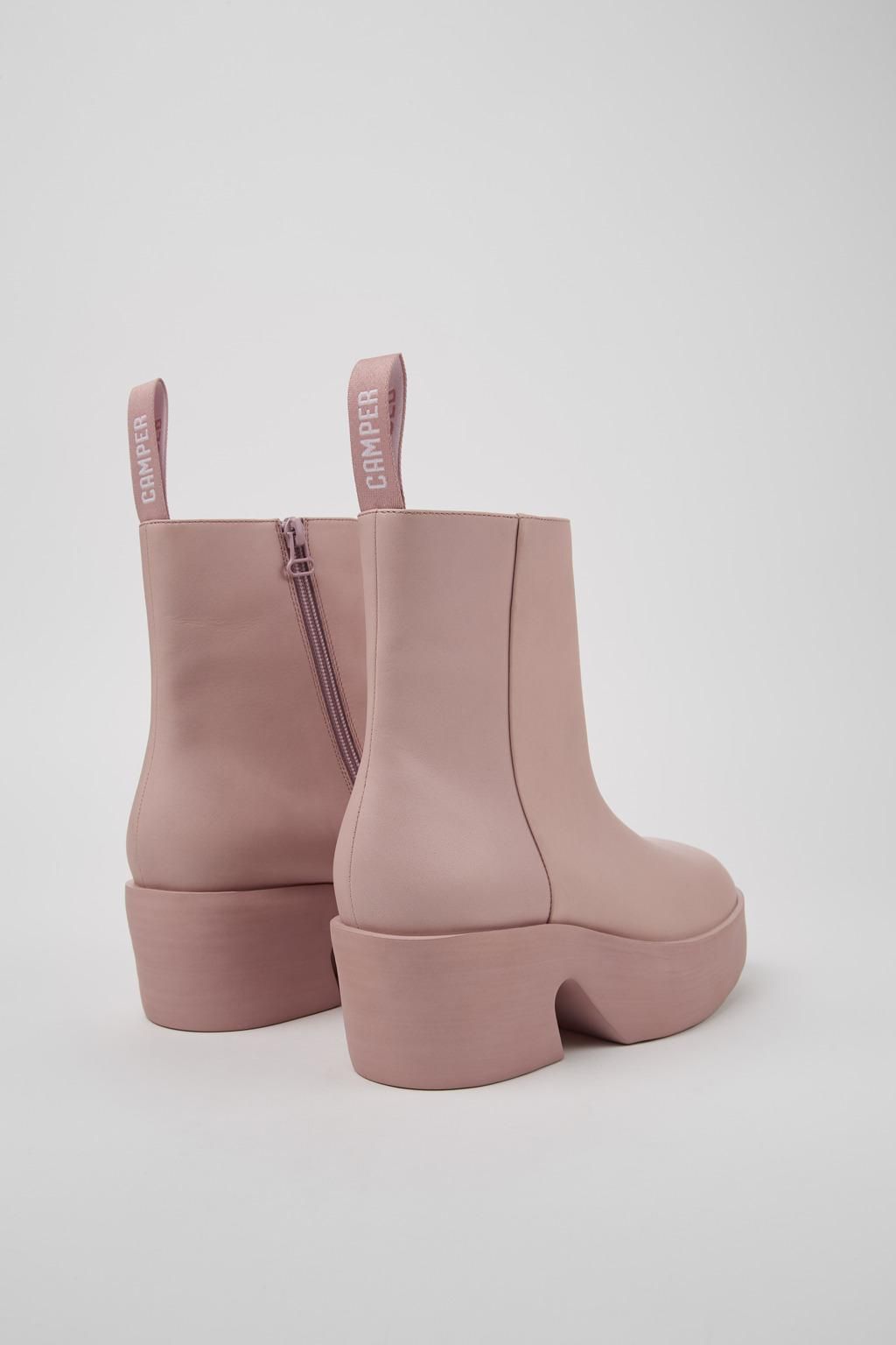 캠퍼 플랫폼 핑크 레더 앵클부츠 Billie K400754-001 PINK - 상세 이미지 3