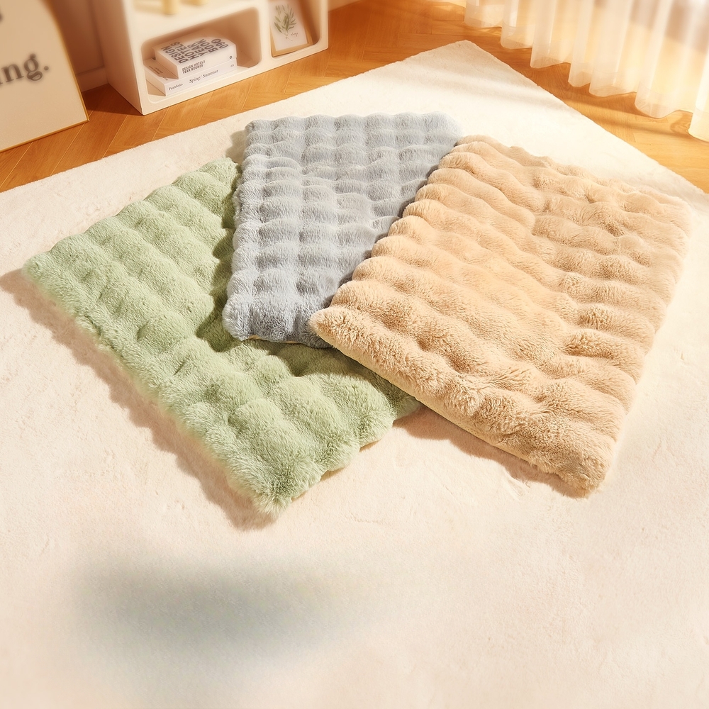 고양이 강아지 방석 따뜻한 솜털 반려견 쿠션 겨울 애견 미끄럼방지 그린 M 60x45cm - 상세 이미지 4
