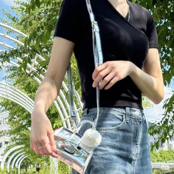 에나멜 유광 미니 토트 백 크로스 미니 손가방 - 상품 이미지