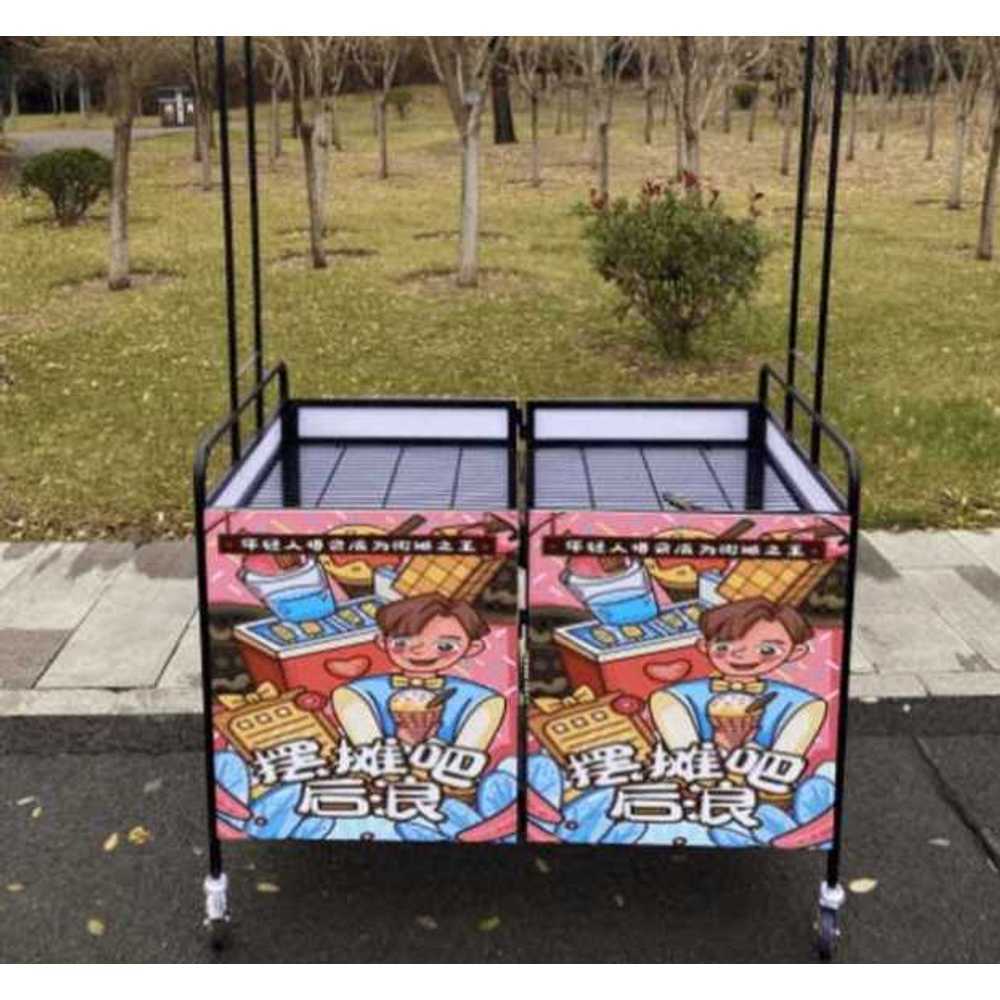 야외 가판대 이동식 접이식 다용도 진열 테이블 선반 A형 110x65x90cm(3인치 휠) 이미지 6