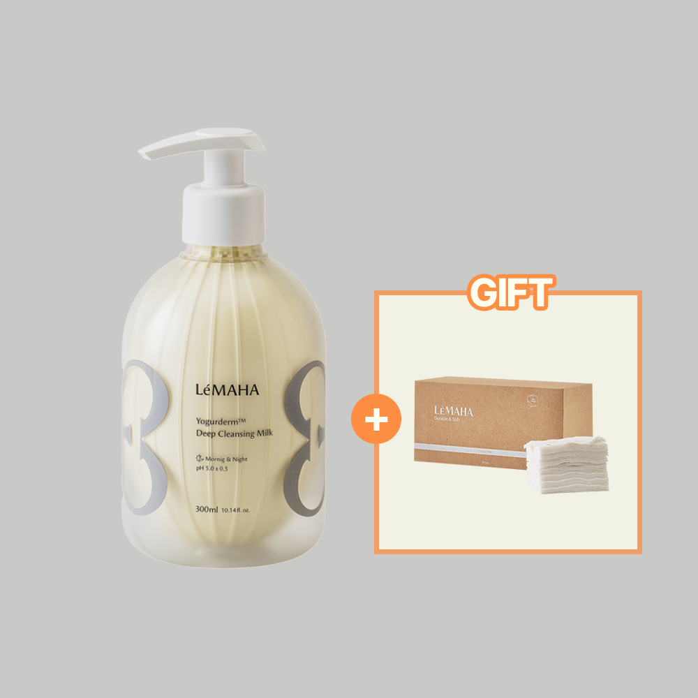 르마하 요거덤 딥 클렌징 밀크 300ml + 탄탄보들 순면 100% 화장솜 70매 1box