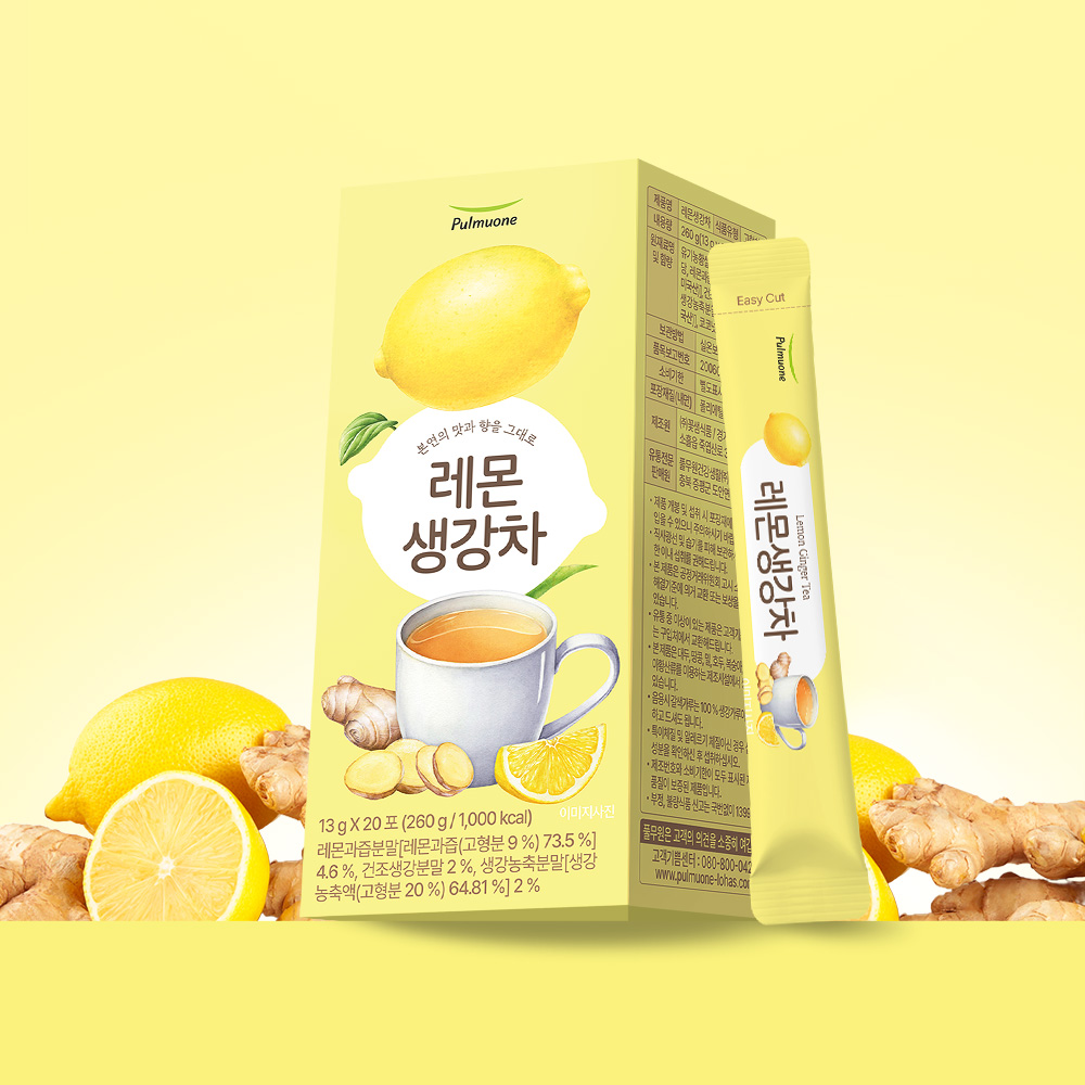 풀무원 레몬생강차 20포 1박스 - 국산생강 레몬분말 레몬티 레몬차 생강차 - 상세 이미지 3