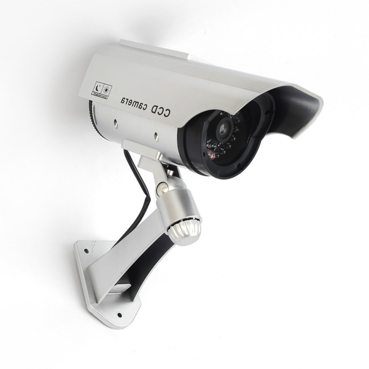 태양광 원통 CCTV 모형 감시카메라 방범 감지센서 LED 점멸 감시등 실외용 더미카메라 - 상품 이미지