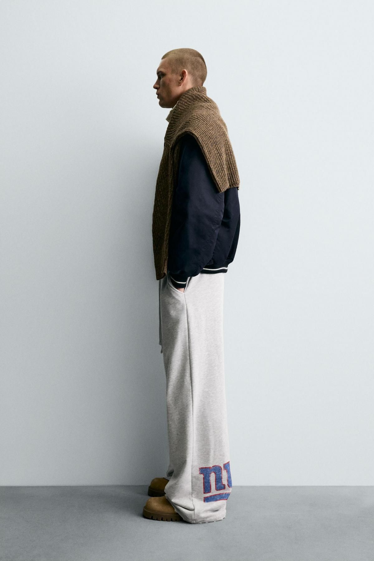 자라 NFL 그래픽 코튼 와이드 조거 팬츠 0962/523 GREY MARL - 상세 이미지 4