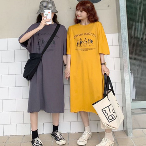 캐릭터 여성 루즈핏 원피스 맥시 여성 빅사이즈 원피스 데일리 - 상품 이미지