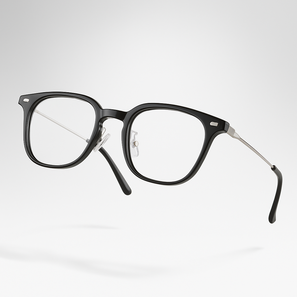 긱시크 가벼운 얼굴형에맞는 사각 뿔테 콤비 안경 블루스크린차단