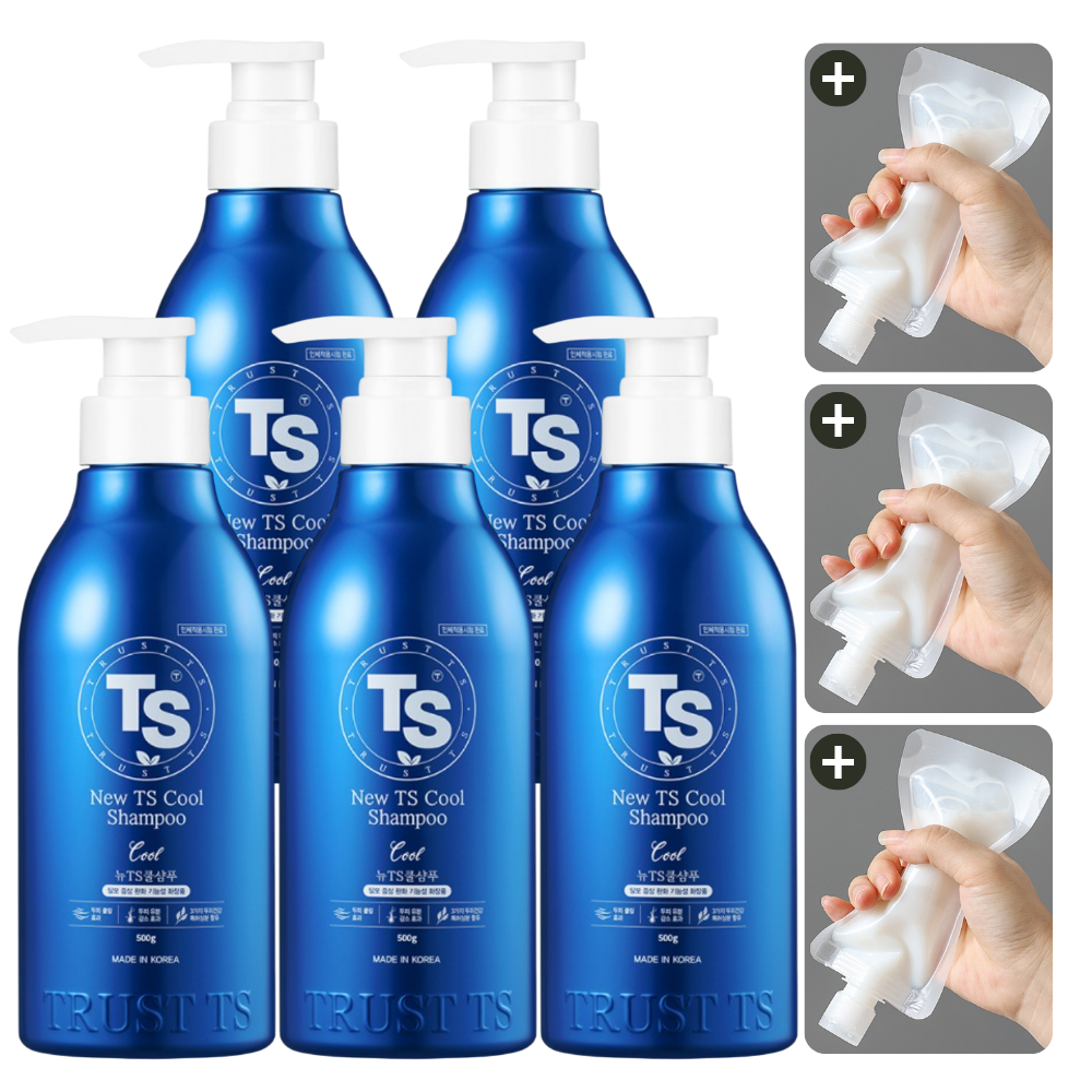 뉴 TS 쿨 샴푸 + 소분 파우치 500g, 5개 - 상품 이미지