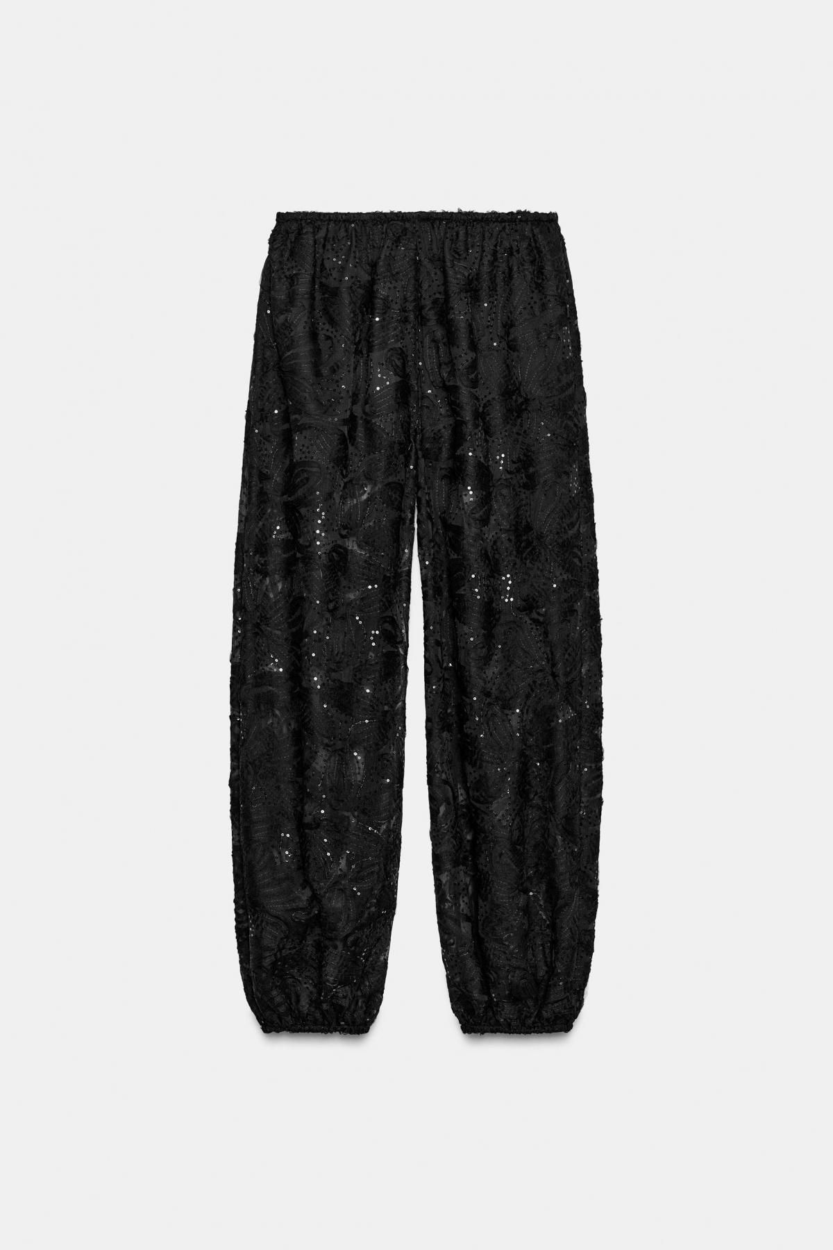 자라 글리터 시퀸 벌룬 팬츠 9721/636 BLACK - 상세 이미지 3